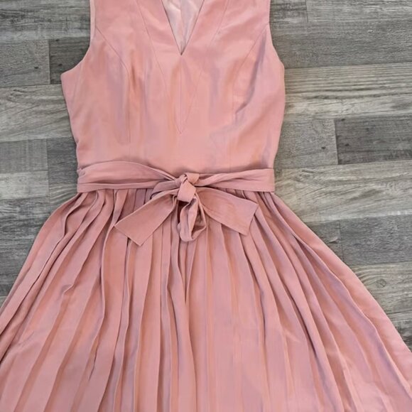 Grace Karin NWT pink pleated sleeveless dress tie belt V-neck size small D50 - Picture 5 of 7